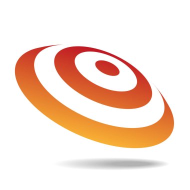 Turuncu ve beyaz halkalı çapraz yuvarlak kalkan.