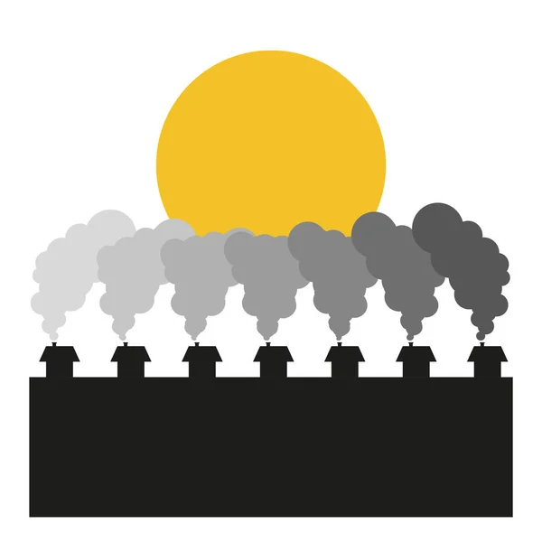 Förgiftning Miljön Föroreningar Rök Från Skorstenarna Skymmer Solen — Stock vektor