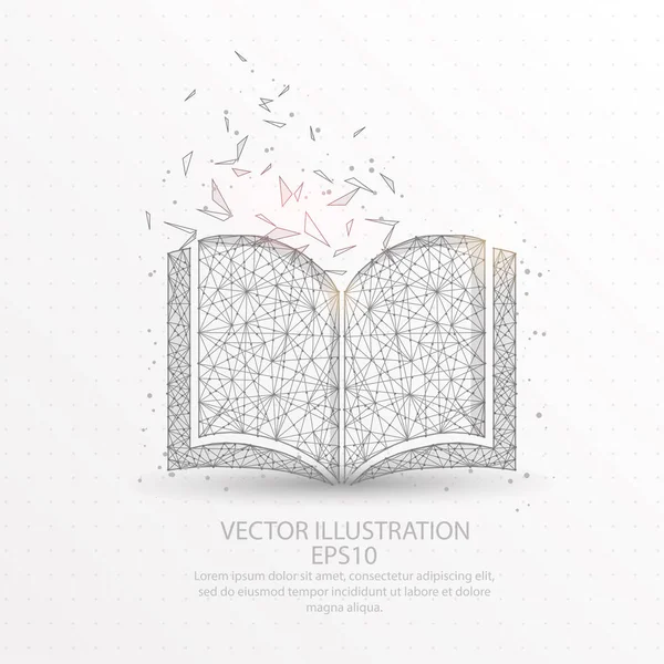 Kitap soyut kafes çizgisinin ve kompozisyon dijital olarak yıldızlı gökyüzü veya alan kırık şeklinde bir bölümü üçgen şekil ve dağınık nokta düşük poli tel çerçeve çizilmiş.