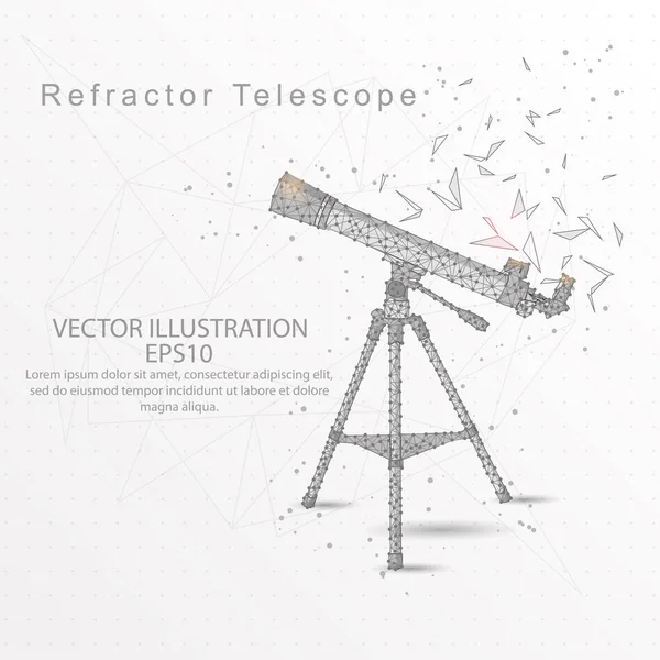 Línea Malla Abstracta Telescopio Refractor Composición Dibujada Digitalmente Cielo Estrellado — Vector de stock