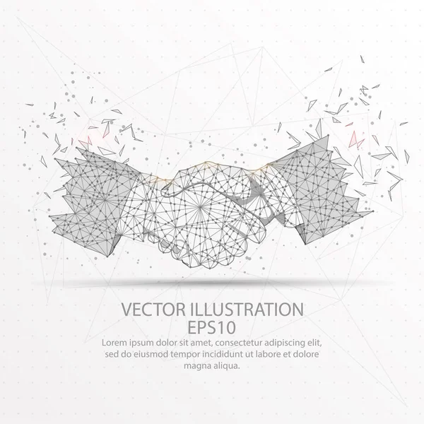 Zakelijke Handdruk Abstracte Netlijn Samenstelling Digitaal Getekend Sterrenhemel Ruimte Vorm — Stockvector