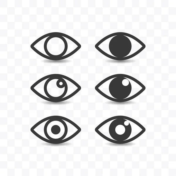 Set Eye Icon Simple Silhouette Flat Style Vector Illustration Transparent — Stock Vector