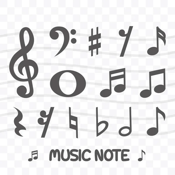 Ensemble Icône Note Musique Silhouette Simple Illustration Vectorielle Style Plat — Image vectorielle