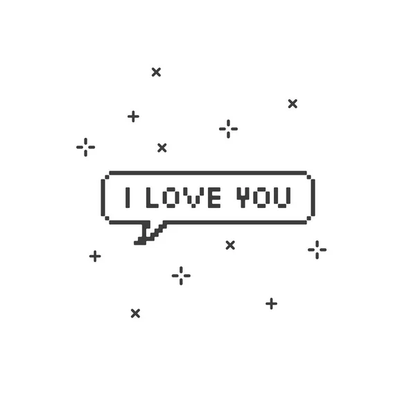 I love you in speech bubble 8-bit pixel art. — Stock Vector