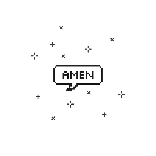 Amen in speech bubble 8 bit pixel art. — Stock Vector