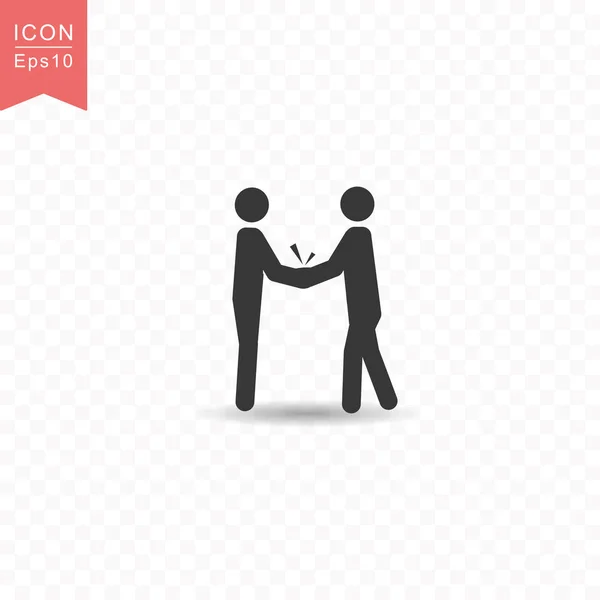 Stick figure deux hommes d'affaires font poignée de main silhouette icône illustration vectorielle de style plat simple sur fond transparent . — Image vectorielle