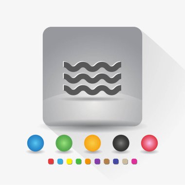 Dalga şekli simgesi. Uzun gölge vektör çizimi ve renk şablonu ile gri kare şekil yuvarlak köşesinde işaret sembolü uygulaması.