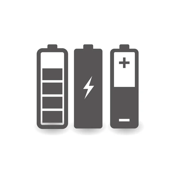 Batteriikon uppsättning enkel platt stil vektor illustration. — Stock vektor