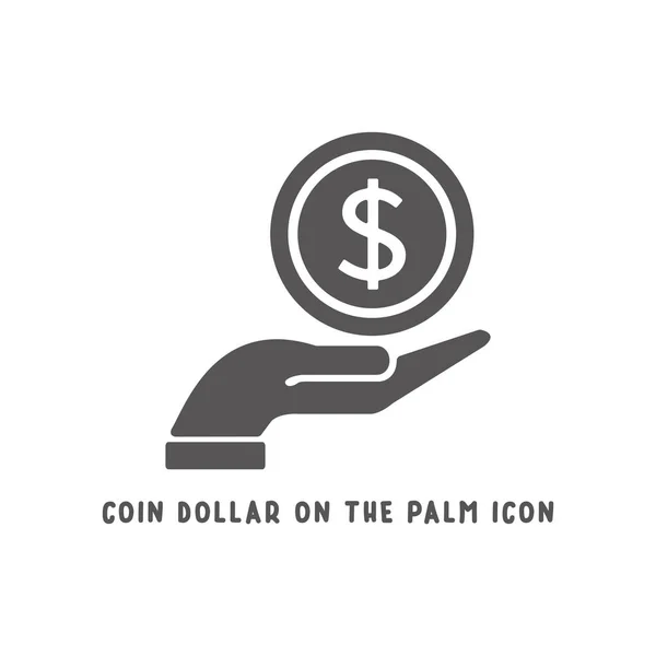 Dollar de pièce sur l'icône de la main de la paume illustration vectorielle de style plat simple . — Image vectorielle