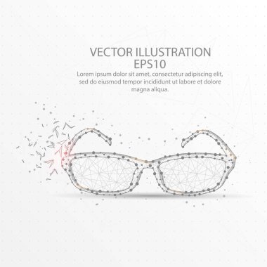 Beyaz arka plan üzerinde gözlük düşük poli tel çerçeve.