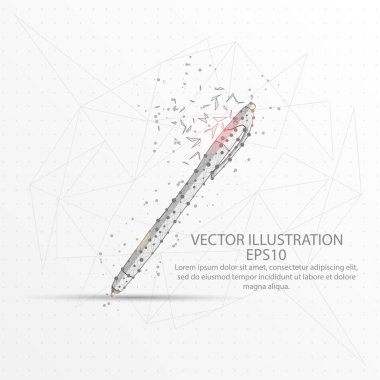 Beyaz arka plan üzerine kalem düşük poli tel çerçeve.