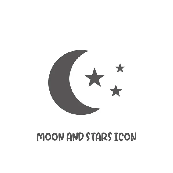 Icono de luna y estrellas ilustración de vector de estilo plano simple . — Vector de stock