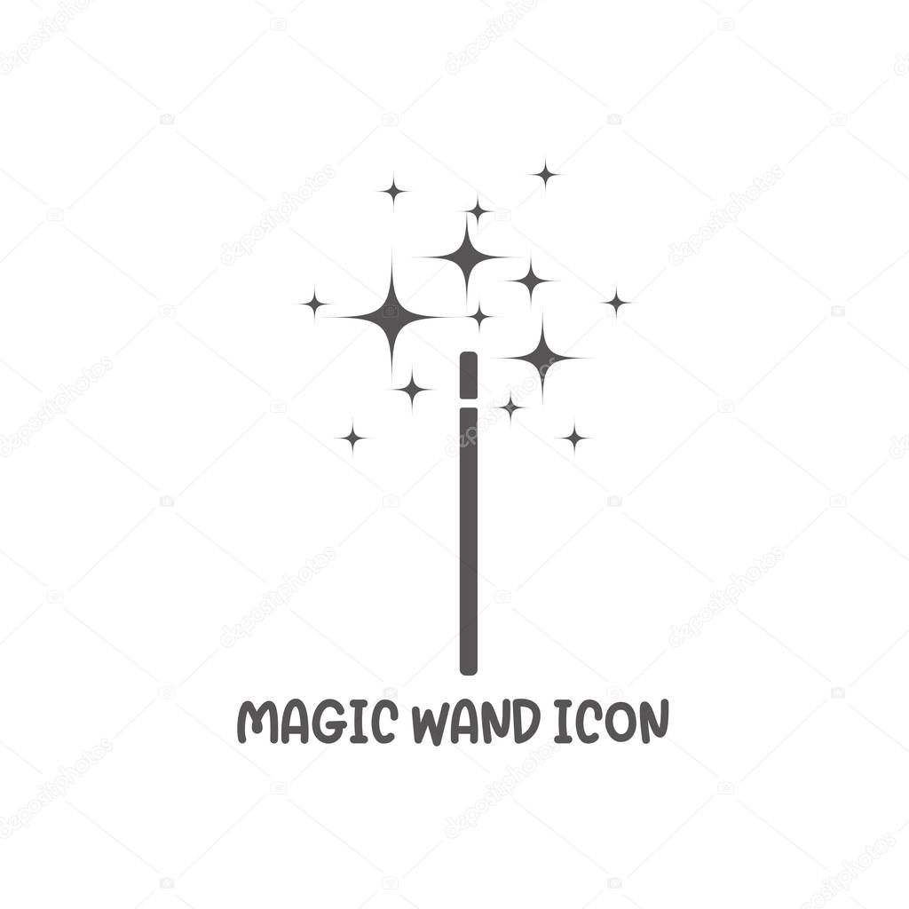 Magic wand icon simple silhouette flat style vector illustration on white background.