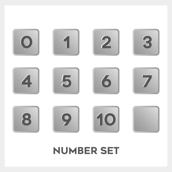 Set Numeri Neri Gradiente Grigio Forma Quadrata — Vettoriale Stock