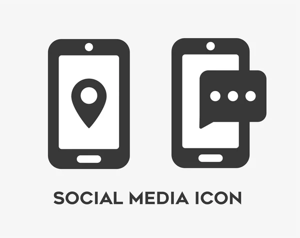 Conjunto Iconos Redes Sociales Con Teléfonos Inteligentes Sobre Fondo Blanco — Vector de stock