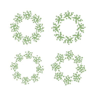 Yeşil soyut çember çizgisi çerçeve dekorasyonu beyaz arkaplanda izole edilmiş düz tasarım vektör çizimi