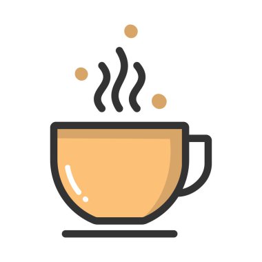 Kahverengi kahve ikonu sembolü beyaz arkaplanda izole edilmiş düz stil tasarım vektör çizimi