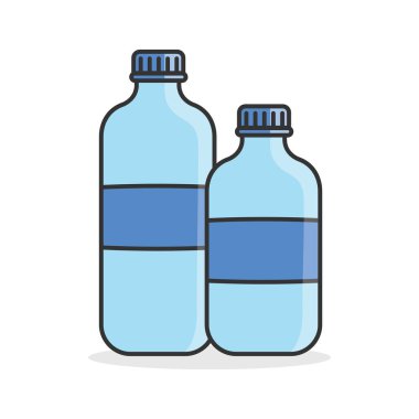 Beyaz arkaplanda mavi şişe simgesi izole edilmiş düz stil tasarım vektör çizimi.