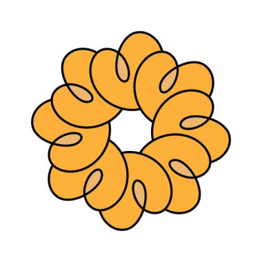 turuncu el çiçekli spiral çizim sanat dekorasyonu beyaz arka planda izole edilmiş düz tasarım.