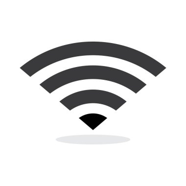 Beyaz arkaplanda basit Wifi sinyal simgesi izole edilmiş düz stil tasarım vektör çizimi.