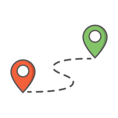 Renkli yön haritası simgesi beyaz arkaplan üzerinde izole edilmiş düz stil tasarım vektör çizimi.