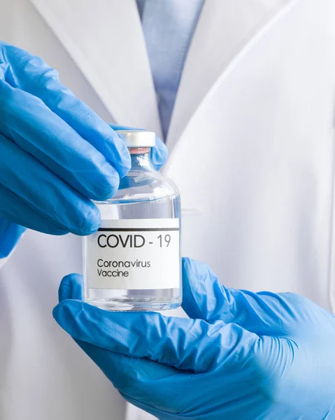 Bottle Coronavirus Vaccine Hands Doctors Close - Stock-foto