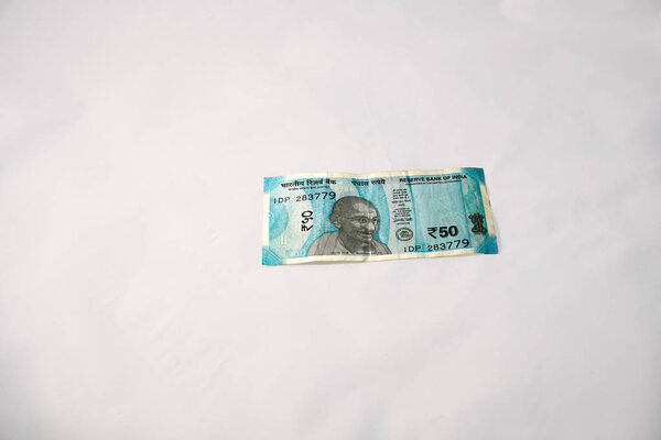 Wrinkled Modern Indian Fifty Rupee Currency Note