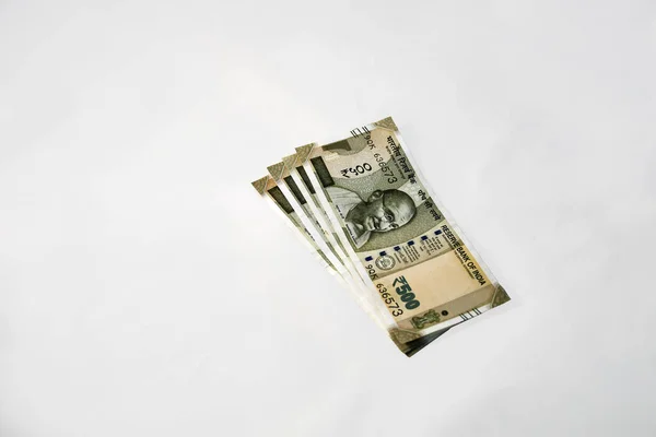 Modern Indian 500 Rupees Sedlar Grå Bakgrund — Stockfoto