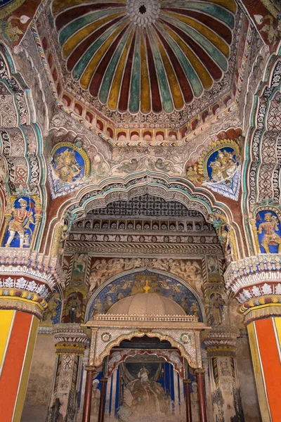 Kleurrijke Schilderijen Plafond Muur Van Darbar Hall Van Het Paleis — Stockfoto