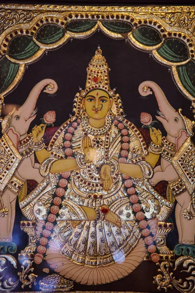 Pittura Tanjore Colorata Chidambaram Tamil Nadu India — Foto Stock