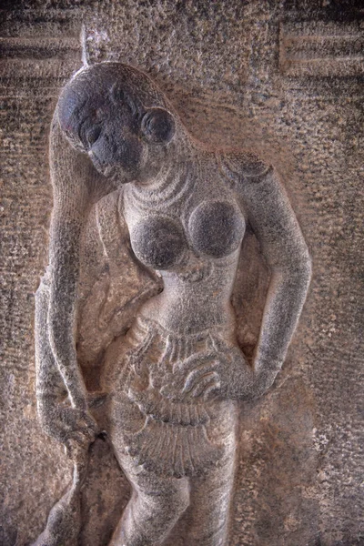 Rzeźbione Idol Zewnętrznej Ścianie Świątyni Brihadishvara Światowego Dziedzictwa Unesco Znany — Zdjęcie stockowe