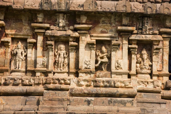 Rzeźbione Idoli Ścianie Brihadeeswarar Świątyni Gangaikonda Cholapuram Thanjavur Tamil Nadu — Zdjęcie stockowe