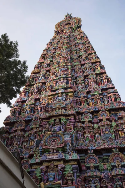 Barevné Modly Gopuram Eliška Chrám Destinaci Gurgaon Tamil Nadu Indie — Stock fotografie
