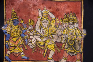 Resim sergisi tavan Brihadishvara Tapınağı, Unesco Dünya Mirasları, Thanjavur, Tamil Nadu, Hindistan