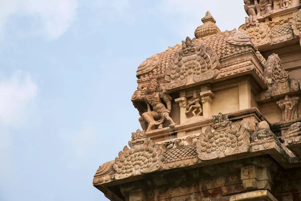 Vista parcial do Gopuram esculpido do templo de Shiva, Gangaikonda Cholapuram, Tamil Nadu, Índia — Fotografia de Stock