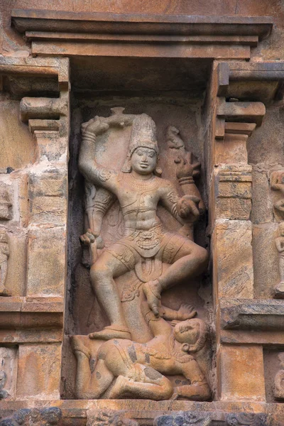 湿婆作为 Kalantaka, 在北墙上的利基, Brihadisvara 寺, Gangaikondacholapuram, 泰米尔纳德邦, 印度 — 图库照片