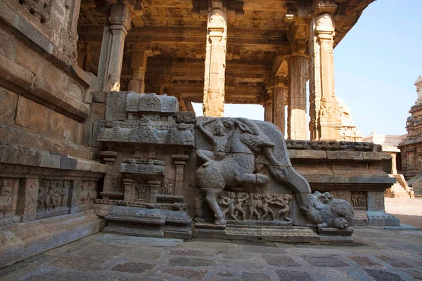 Balustrade Showing Soldier Riding Mythical Creature North West Mandapa Airavatesvara — Stock Photo, Image