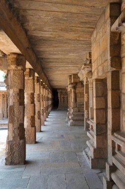 Kuzey yan cloister Airavatesvara Tapınağı, Darasuram, Tamil Nadu, Hindistan oyma şartını.