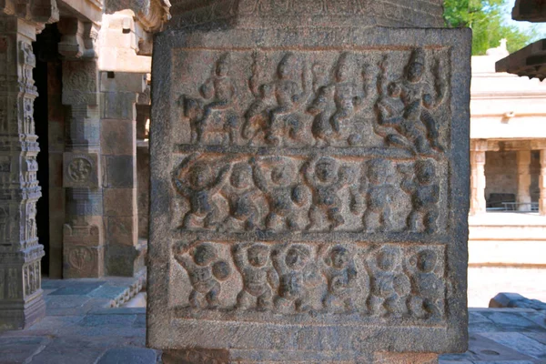 Faragás Ábrázoló Menet Siva Parvati Házasság Belső Pillére Agra Mandapa — Stock Fotó