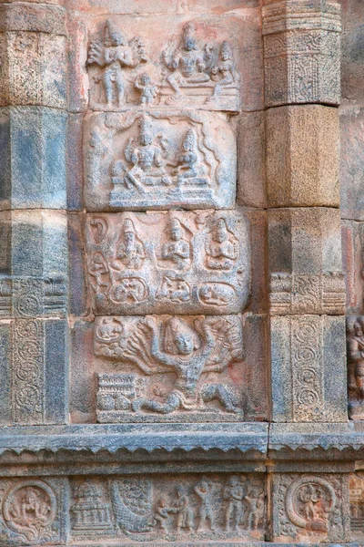 ラーヴァナ アイラーヴァテーシュヴァラ寺院 Darasuram タミル ナードゥ州 インド カイラーサ Mandapa の北の壁の揺れを描いたパネル — ストック写真