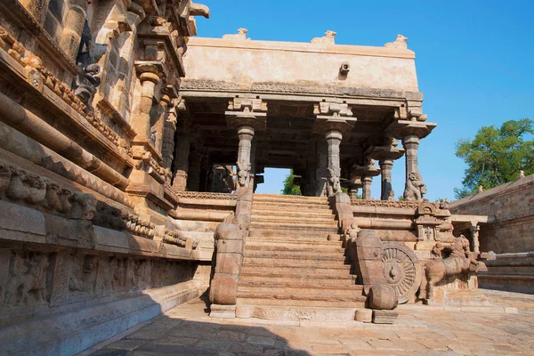 Entrada Ocidental Para Agra Mandapa Templo Airavatesvara Darasuram Tamil Nadu — Fotografia de Stock