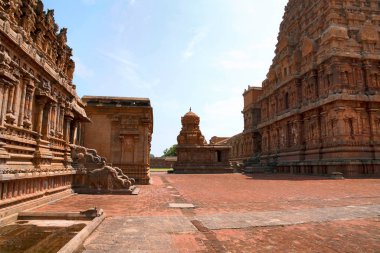 Brihadisvara Temple complex, Tanjore, Tamil Nadu, India. View from North West clipart