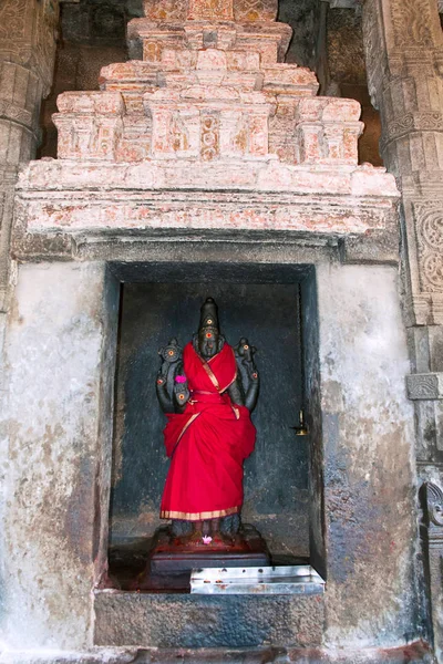 Durga Derecha Entrada Maha Mandapa Templo Brihadisvara Tanjore Tamil Nadu — Foto de Stock
