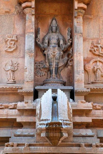 Kartikeya Nische Über Gorgyle Nordwand Subrahmanyam Schrein Brihadisvara Tempelkomplex Tanjore — Stockfoto