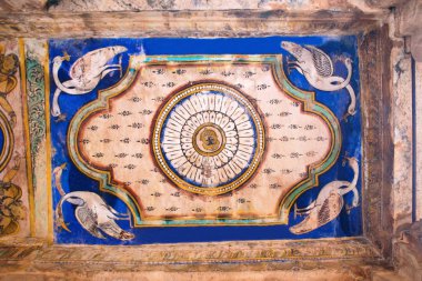 Resim sergisi tavan Nandi Mandapa, Brihadisvara Tapınağı, Tanjore, Tamil Nadu Hindistan 