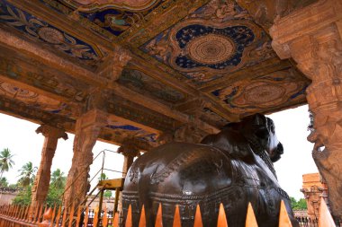 Resim sergisi tavan Nandi Mandapa, Brihadisvara Tapınağı, Tanjore, Tamil Nadu Hindistan 