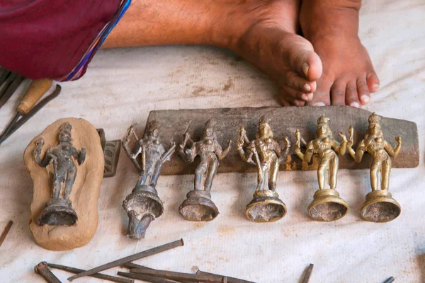 Stages of making bronze statues, Tanjore, Tamil Nadu, India