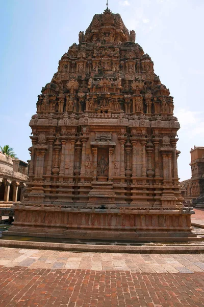 Western wall, Subrahmanyam Tapınak, Brihadisvara tapınak kompleksi, Tanjore, Tamil Nadu Hindistan