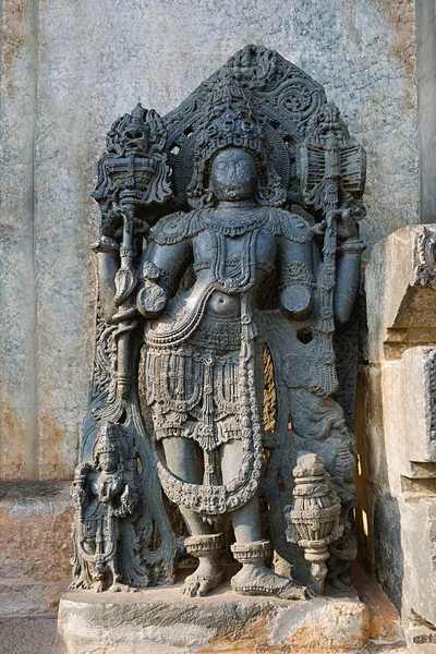 Närbild Dwarapala Höger Sida Norra Entrén Hoysaleshvara Templet Halebid Karnataka — Stockfoto