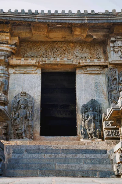 Primer Plano Entrada Norte Templo Hoysaleshvara Halebid Karnataka India Parte — Foto de Stock